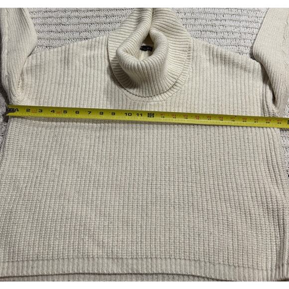 Express Cowl Neck Sweater Cropped Wool Ribbed Drop Shoulder Womens Medium Ivory - Picture 4 of 8